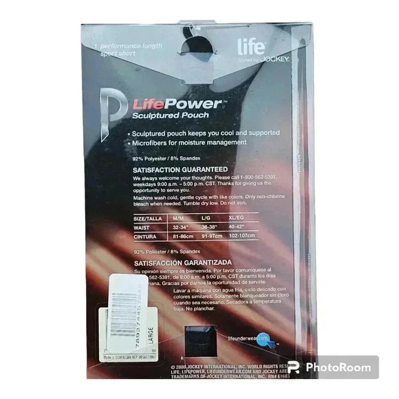 Jockey LifePower performance length sport short microfiber dark gray NIB NWT Lar - Picture 4 of 7